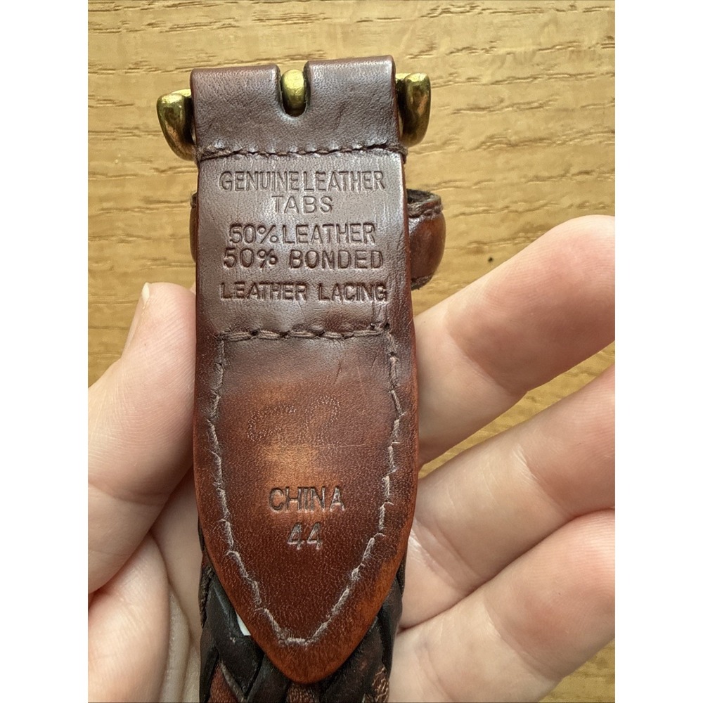 Liz Claiborne Vintage Brown Braided Belt - Genuine Leather - Women's Size 44 - Picture 2 of 6